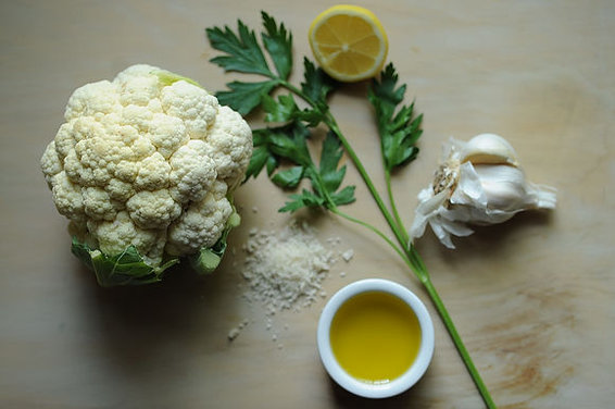 Roasted Cauliflower with Gremolata Bread Crumbs