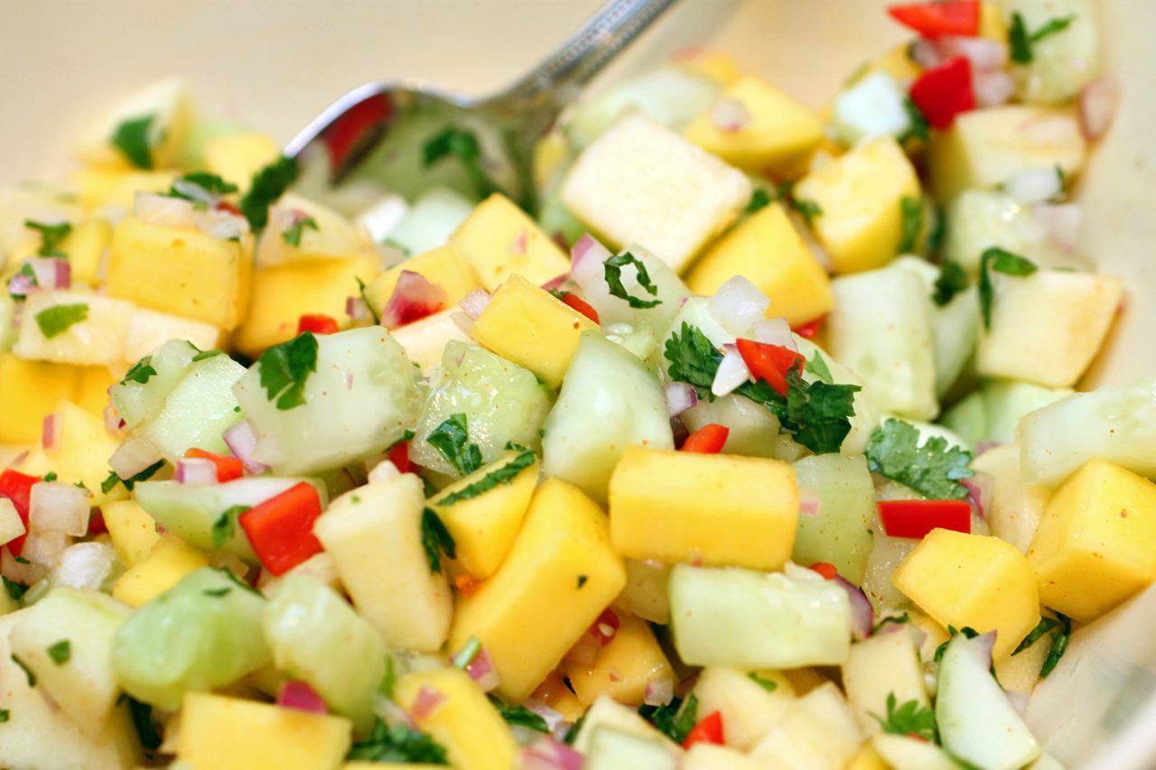 Sumptuous Beef & Rice Casserole with Raw Mango Salad