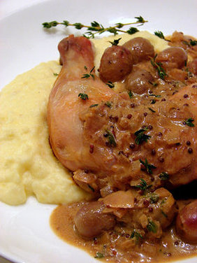 Roast Chicken with Mustard and Grapes