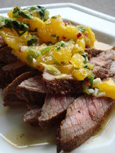 Paprika and Coriander Rubbed Steaks with Orange-Coriander Salsa 