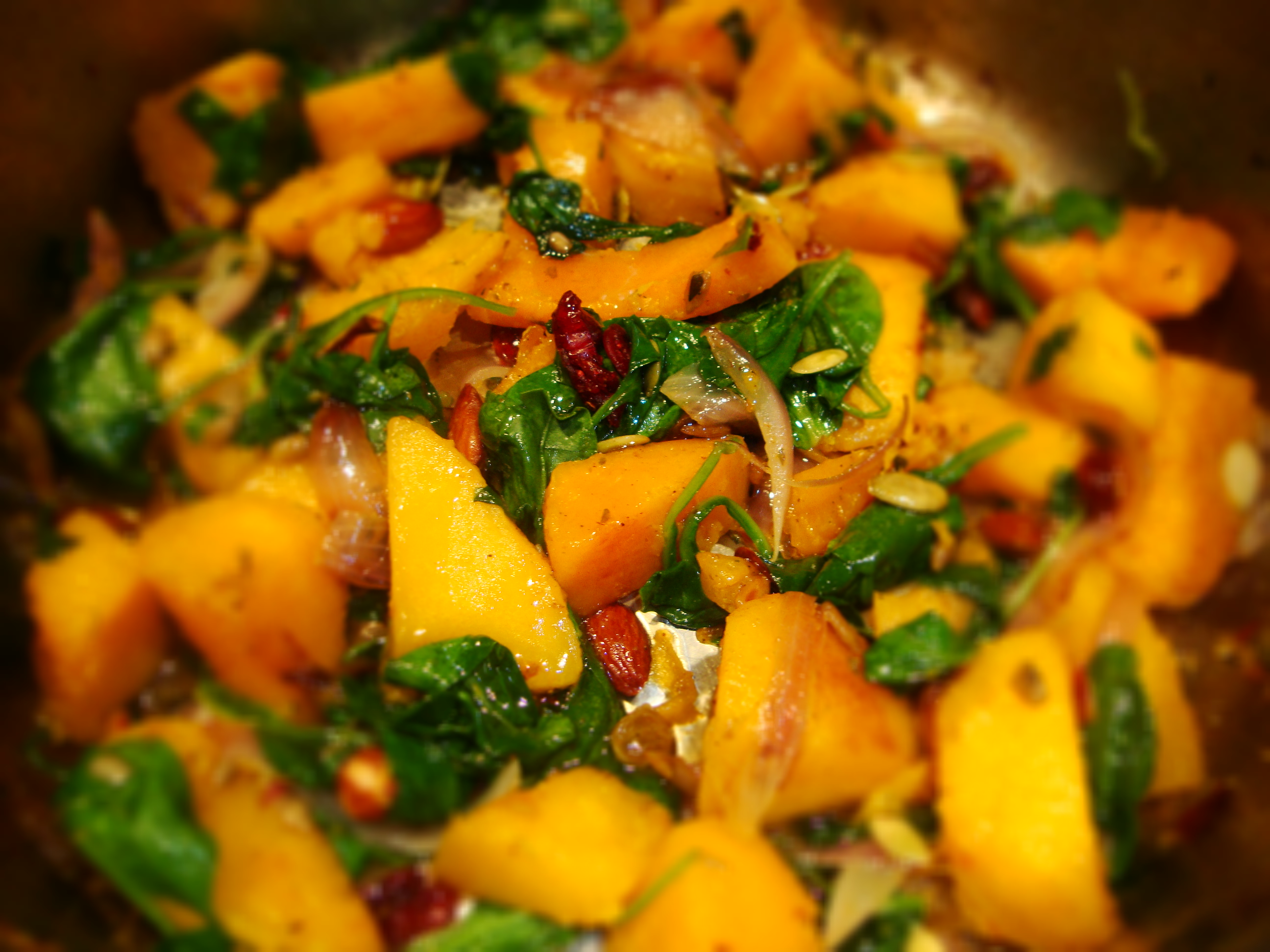 Curried Butternut and Spinach Saute