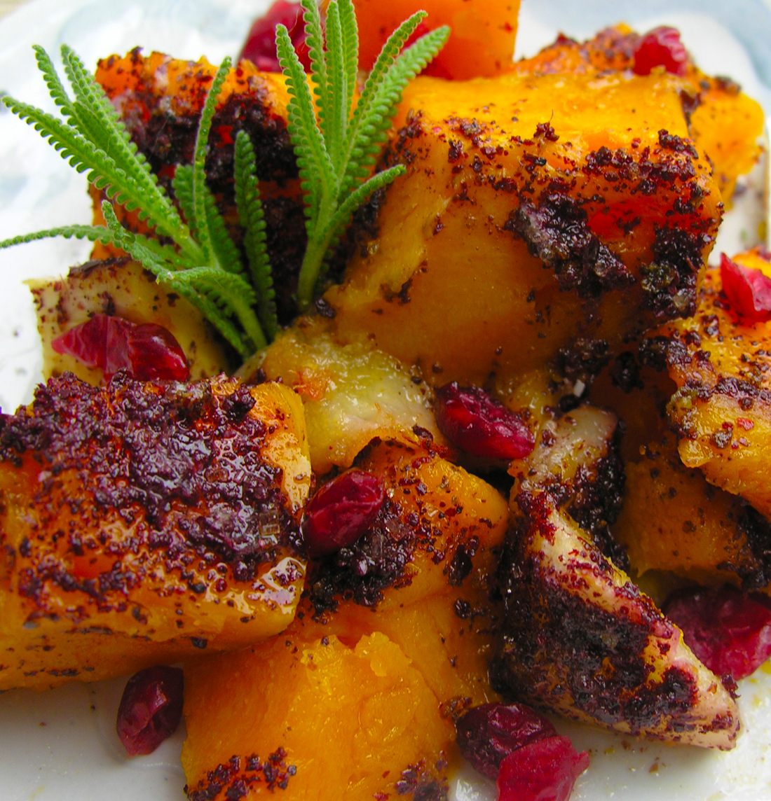 Annaliese's roasted butternut squash with cranberry and pear accents