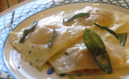 Butternut squash ravioli with crispy sage butter sauce