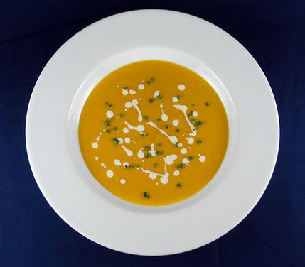 Butternut-Apple Soup with Maple Cream