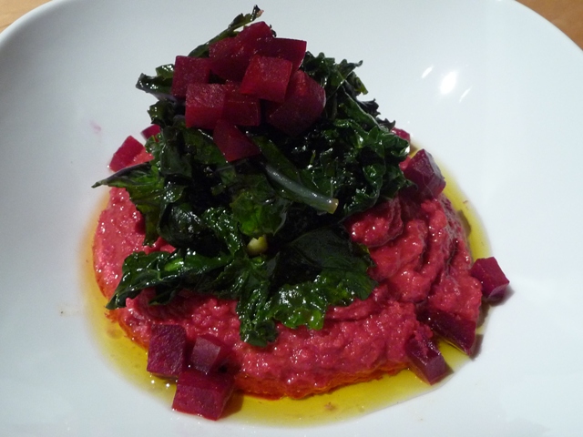 Bright Purple Puree with Dark Greens