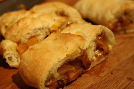 Butternut, Caramelized Onion, and Mushroom Stromboli