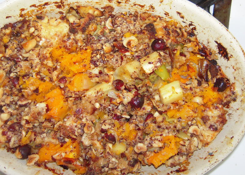 Butternut squash gratin with aged gouda and toasted hazelnut topping