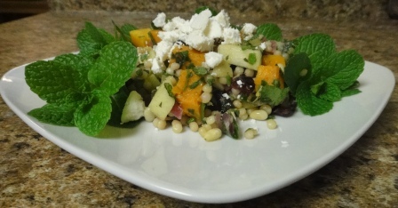 Lebanese Maftoul Couscous with Roasted Butternut Squash, Mint and Feta