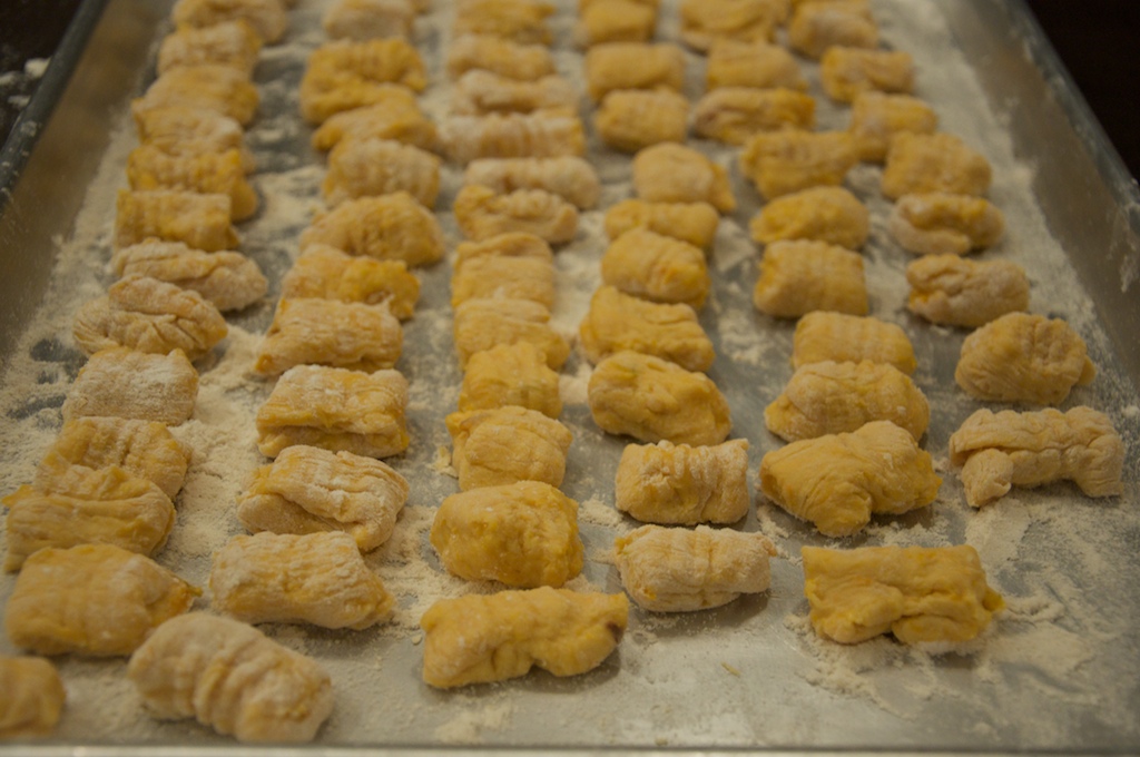 Butternut Squash Gnocchi with Satueed Butternut Squash, Wild Mushrooms, Sage and Hazelnuts