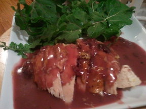 Roast Chicken with Dijon Cherry Gravy