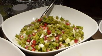Green bean salad with pomegranate seeds and fennel
