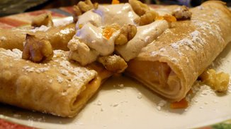 Citrus Sweet Potato Whole Wheat Crepes with Spiced Topping 