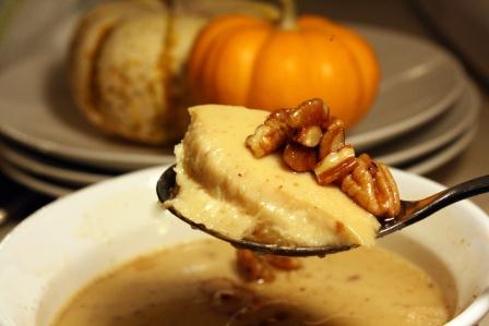 Spiced Custard Cups with Pecan Rum Sauce