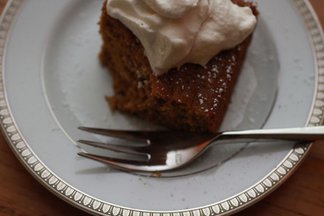 Pumpkin "Brownies" with Maple Rum Cream
