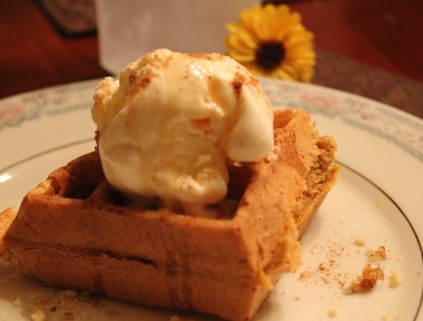 Pumpkin Walnut Belgian Waffles