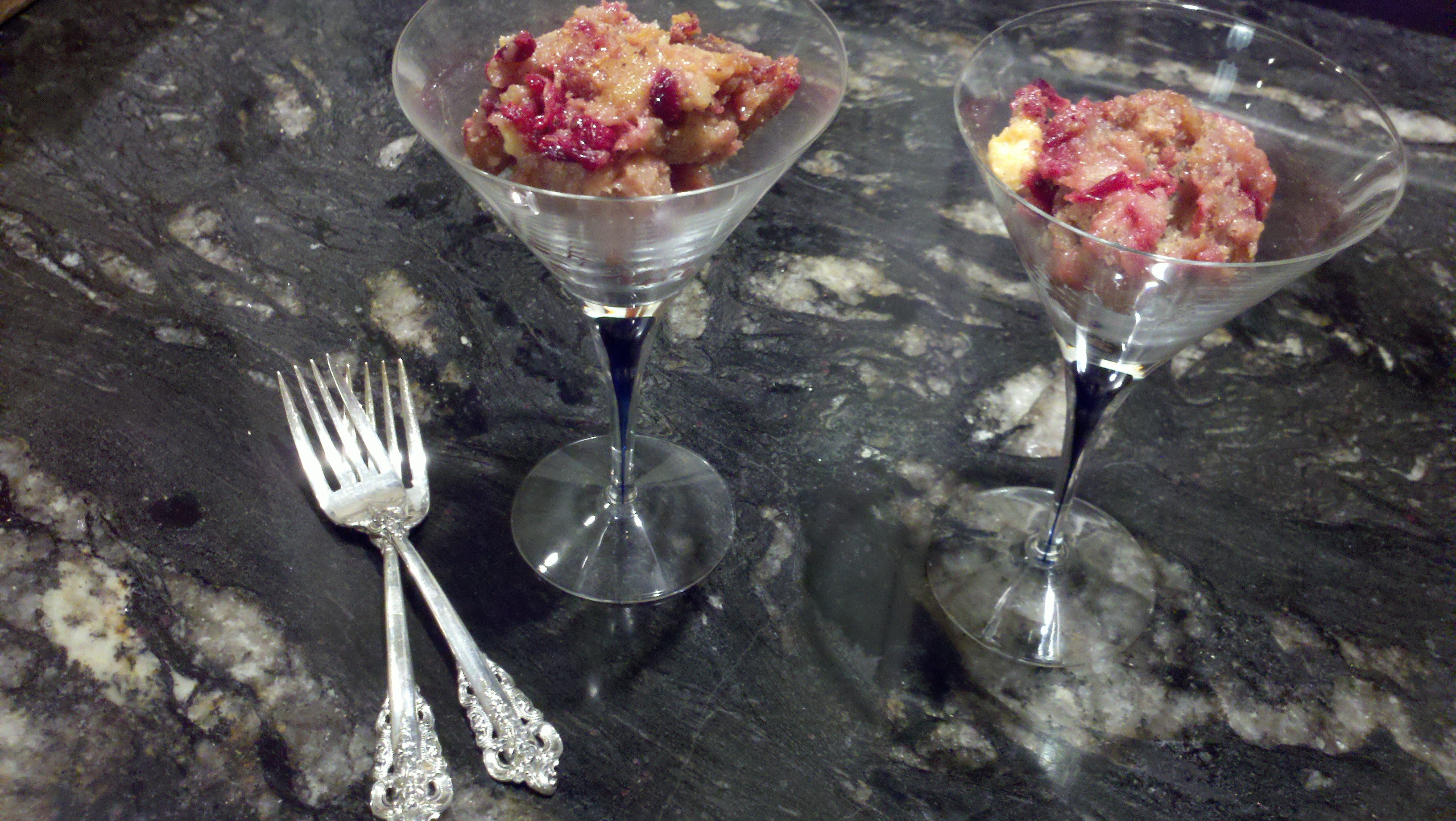 white chocolate cranberry bread pudding
