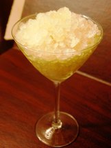 Apple Cider Granita with Basil and Candied Ginger 