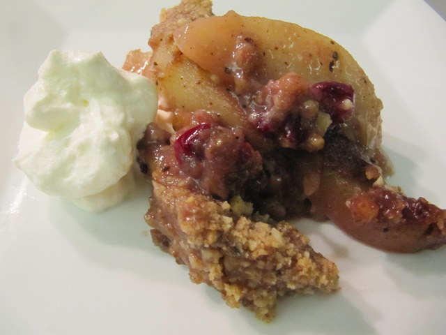 Spiced Pear and Berry Crisp with Whipped Crème Fraiche