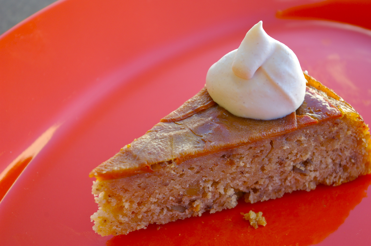 Maple Persimmon Upside-Down Cake with Maple Cream