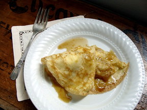 Brown Butter Apple & Ricotta Crepes with Caramel Sauce