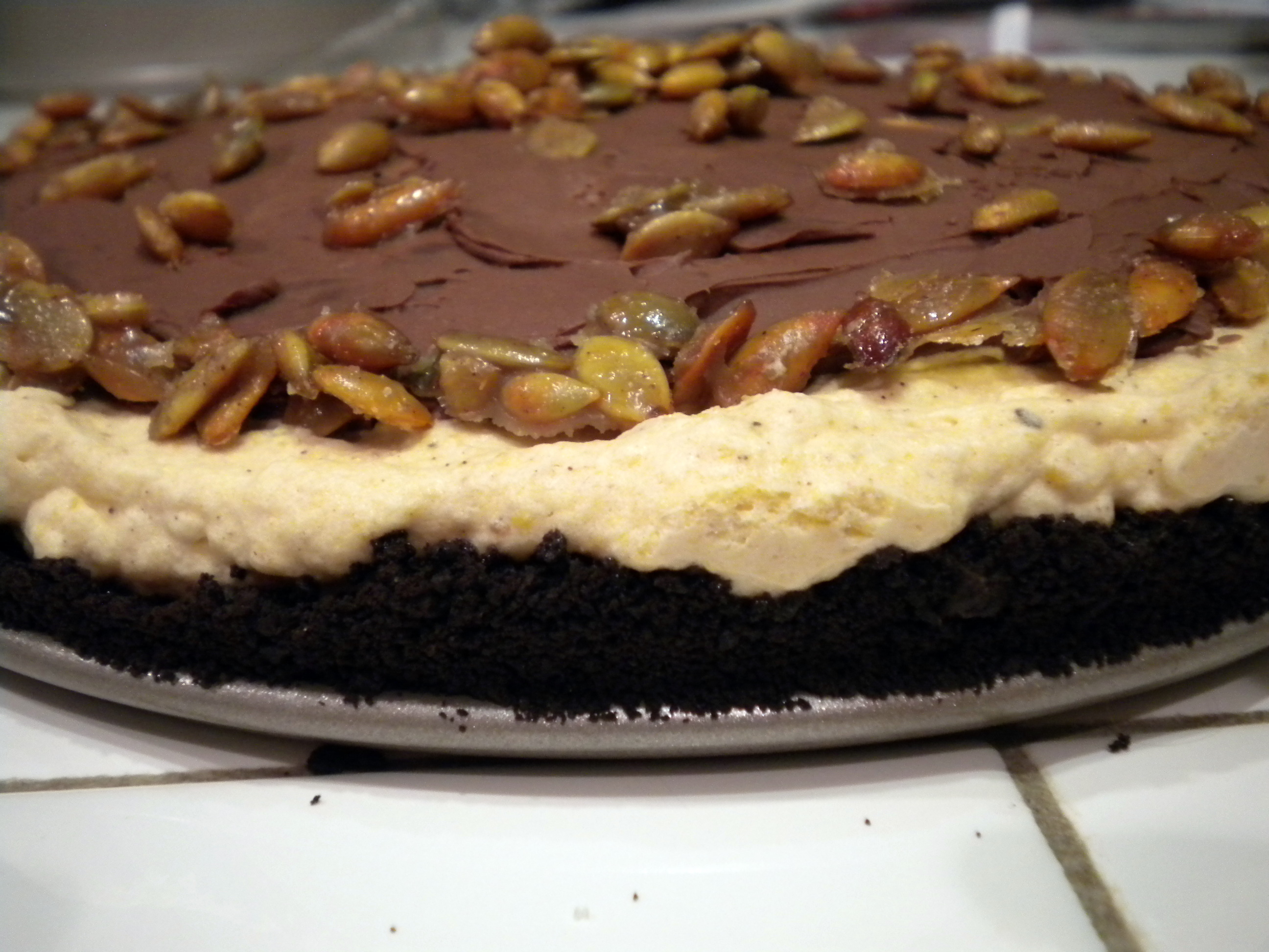 Pumpkin Semifreddo with Ganache and Candied Pepitas