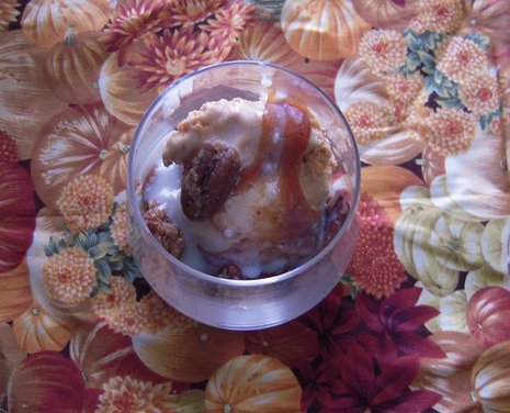 Crunchy Ginger Pumpkin  Parfaits with Cider Bourbon Sauce and Maple Crème Fraiche