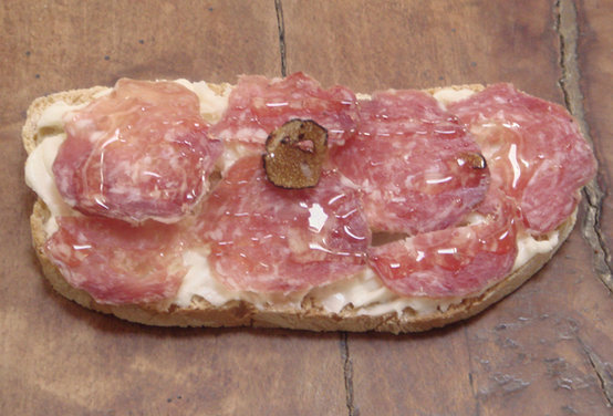 Grilled Taleggio cheese, Salami and Truffle Honey - Crostone di Taleggio, Salami con Miele Tartufato