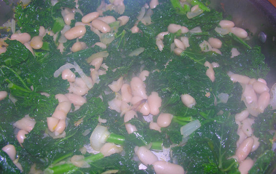 Braised kale with orange tamari cannellini