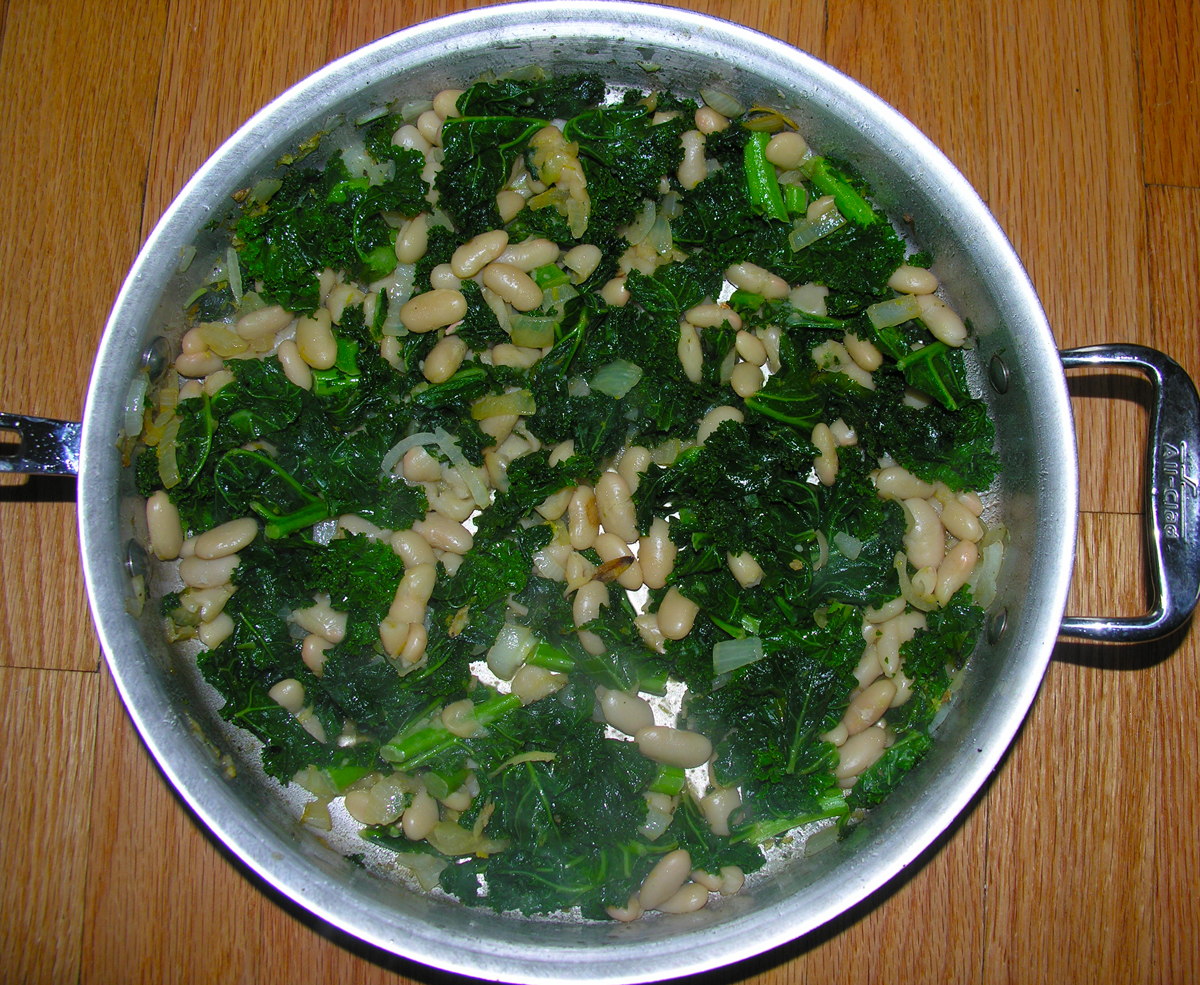 Braised kale with orange tamari cannellini
