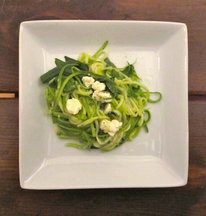 Roasted Julienne Zucchini Salad with Green Onions, Feta and Basil