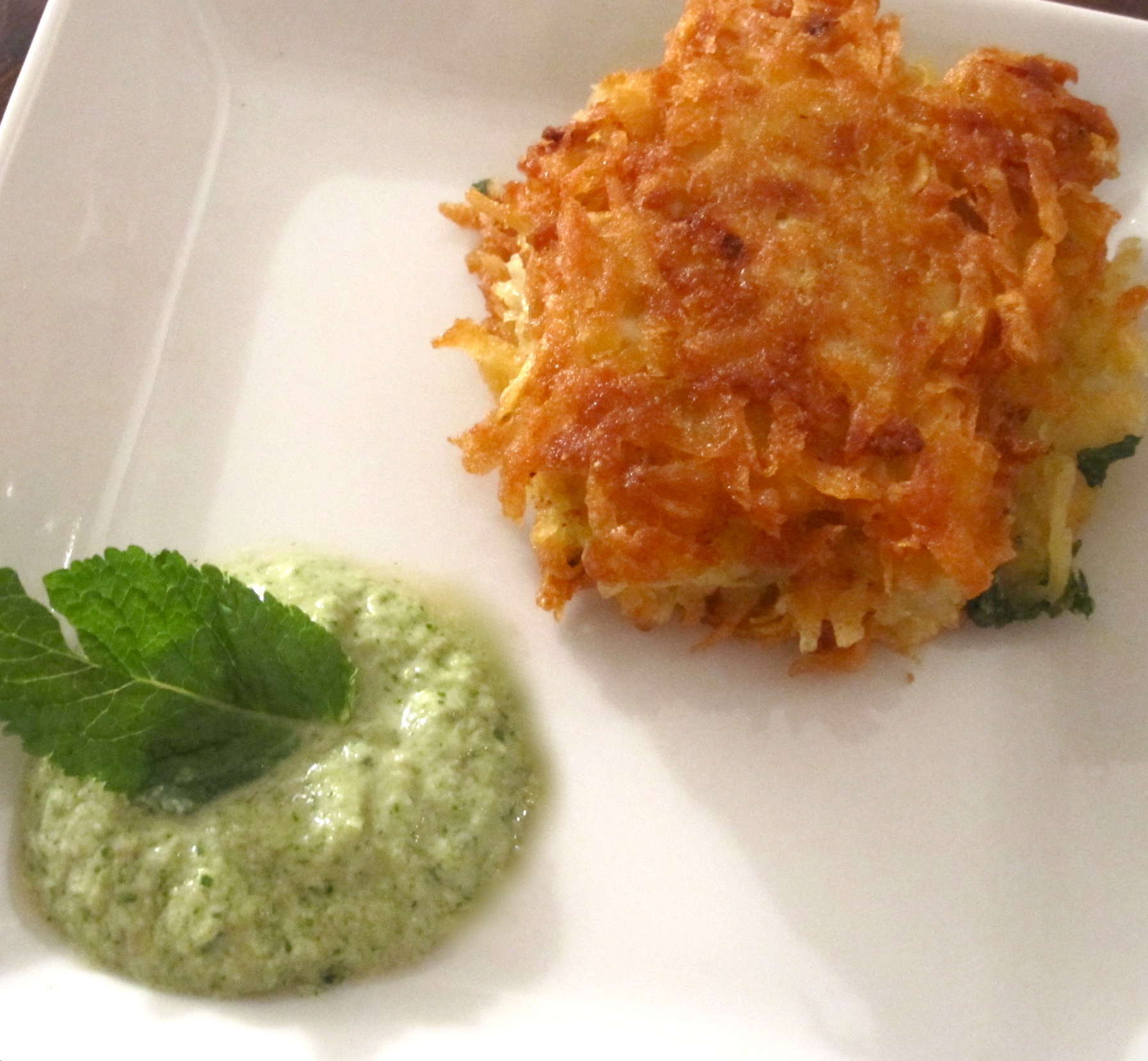 Indian Spiced Potato Pancake with Mint & Yogurt Chutney
