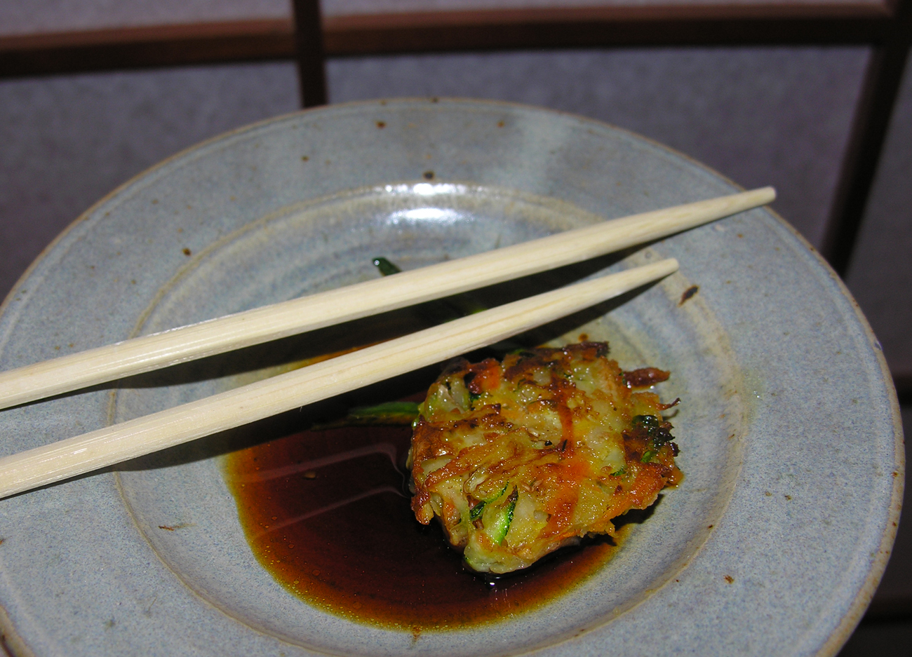 Mini ginger latkes with dipping sauce