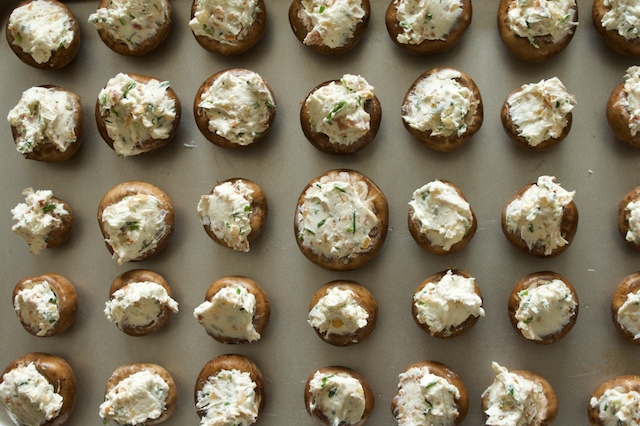 Goat Cheese, Pancetta, and Chive Stuffed Mushrooms