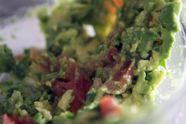 Taco-Style Scrambled Eggs with Guacamole and Corn Chips