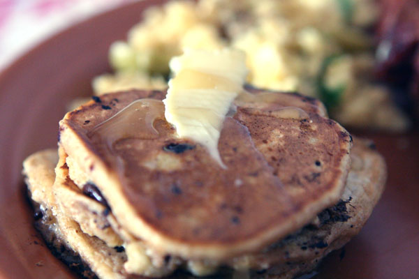 Whole Wheat Oatmeal Pancake with Chocolate and Banana