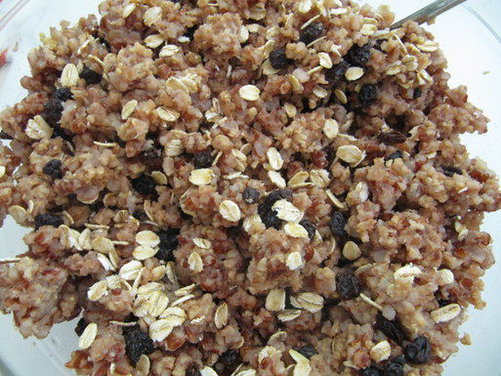 Bhutanese Red Rice, Millet, and Oat Breakfast Pudding
