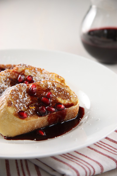 French Toast with Pomegranate Syrup