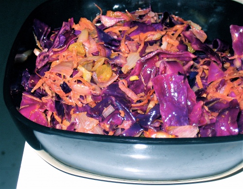 Moroccan spiced warm red cabbage salad