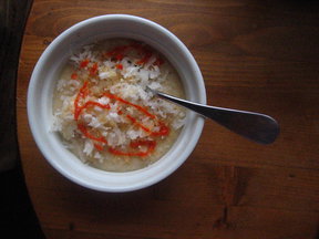 Malt-O-Meal with Rooster Sauce