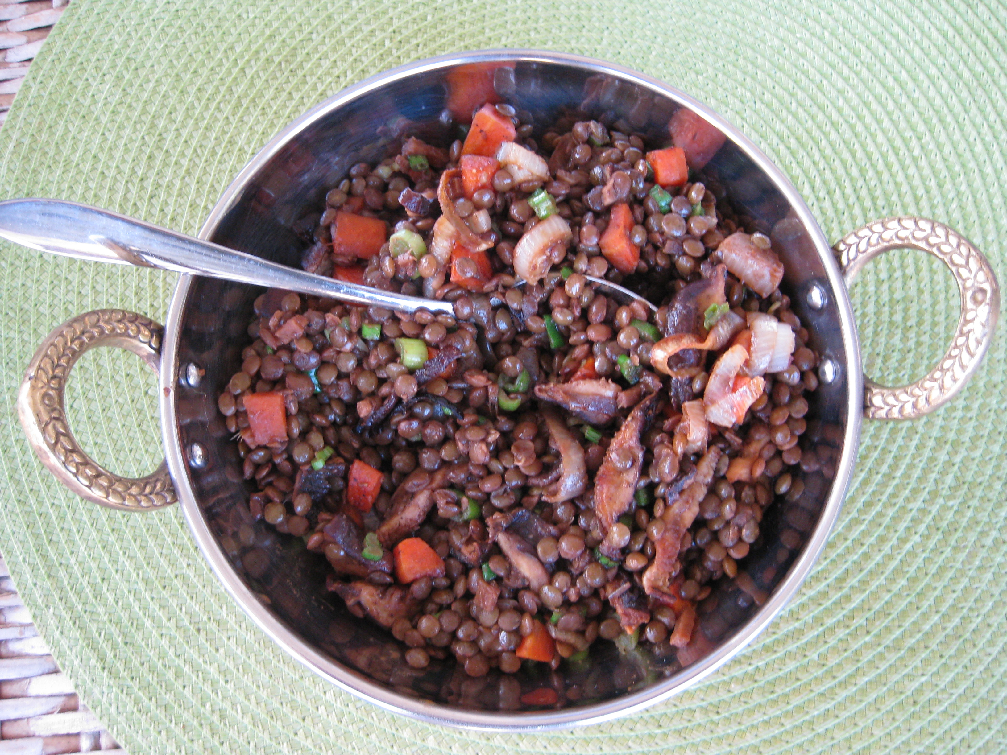 Green Lentils with Ginger, Miso and Shiitakes