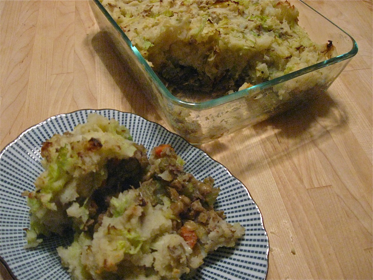 Lentil shepherds pie with colcannon topping