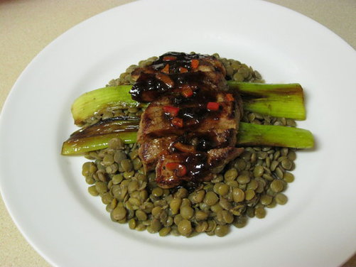Pork Fillets w/Lentils & Charred Leeks