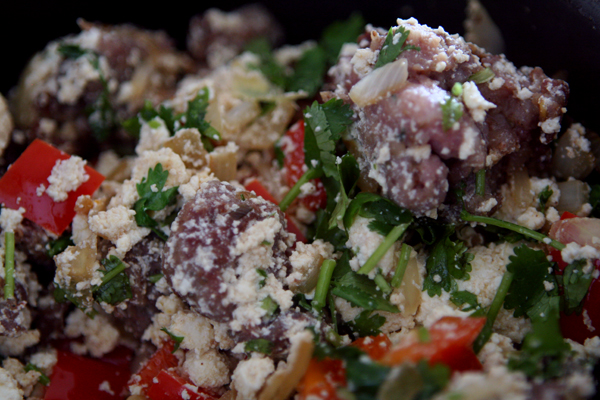 Scrambled Ricotta with Chorizo and Bell Pepper