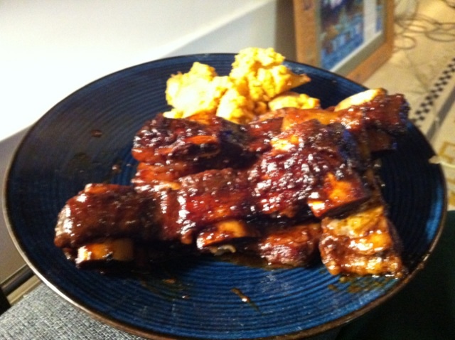 Oven-Braised Short Ribs in Spiced Rhubarb Wine Sauce