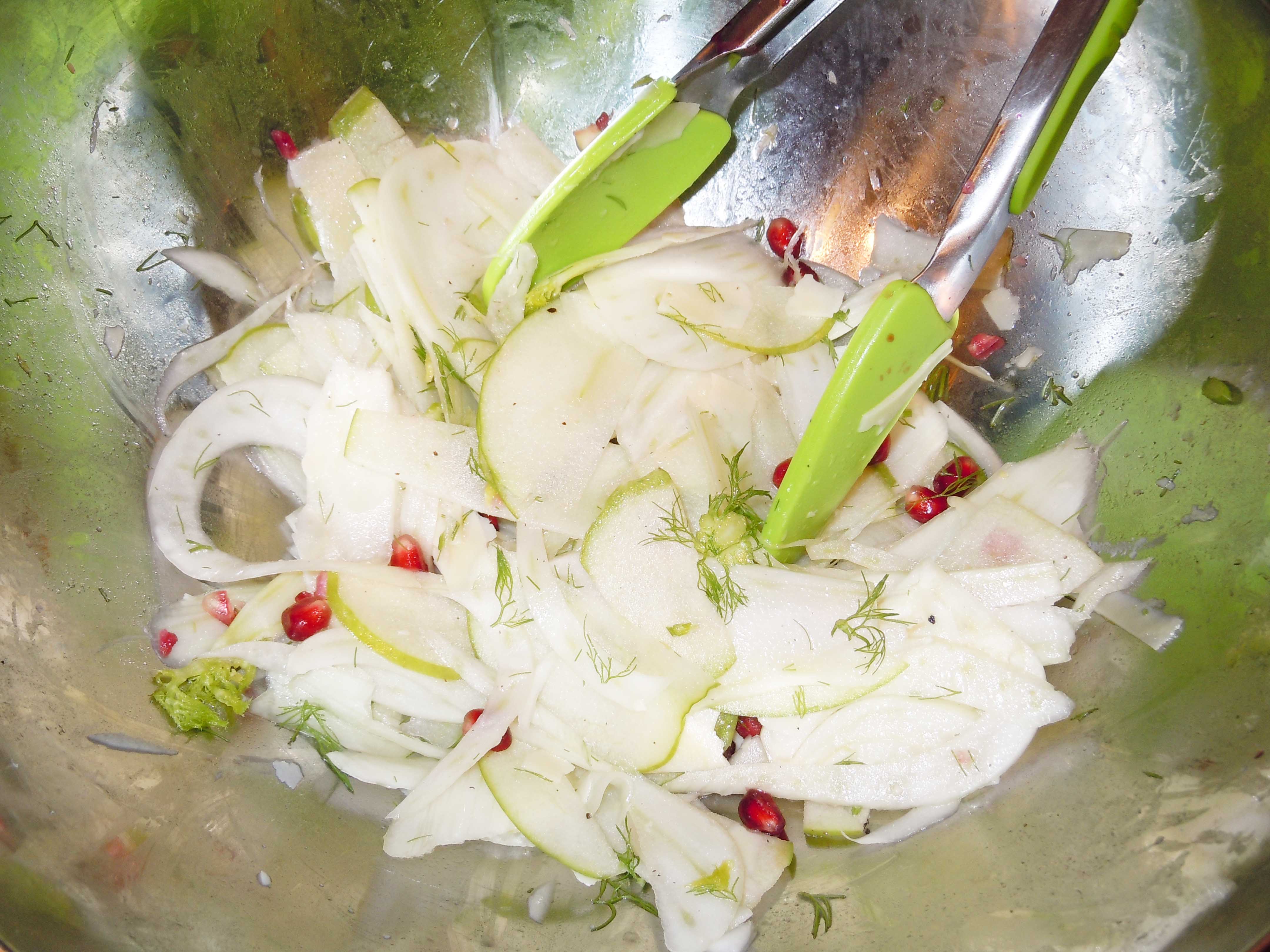 Salty Sweet Apple Fennel Salad with Pomegranate Seeds