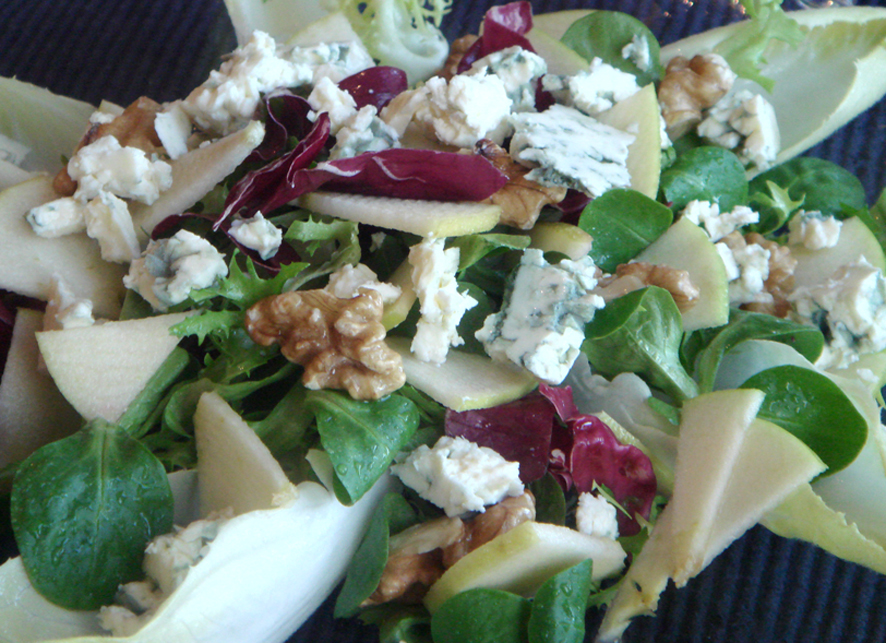 French Apple Chicory Blue Cheese and Walnut Salad