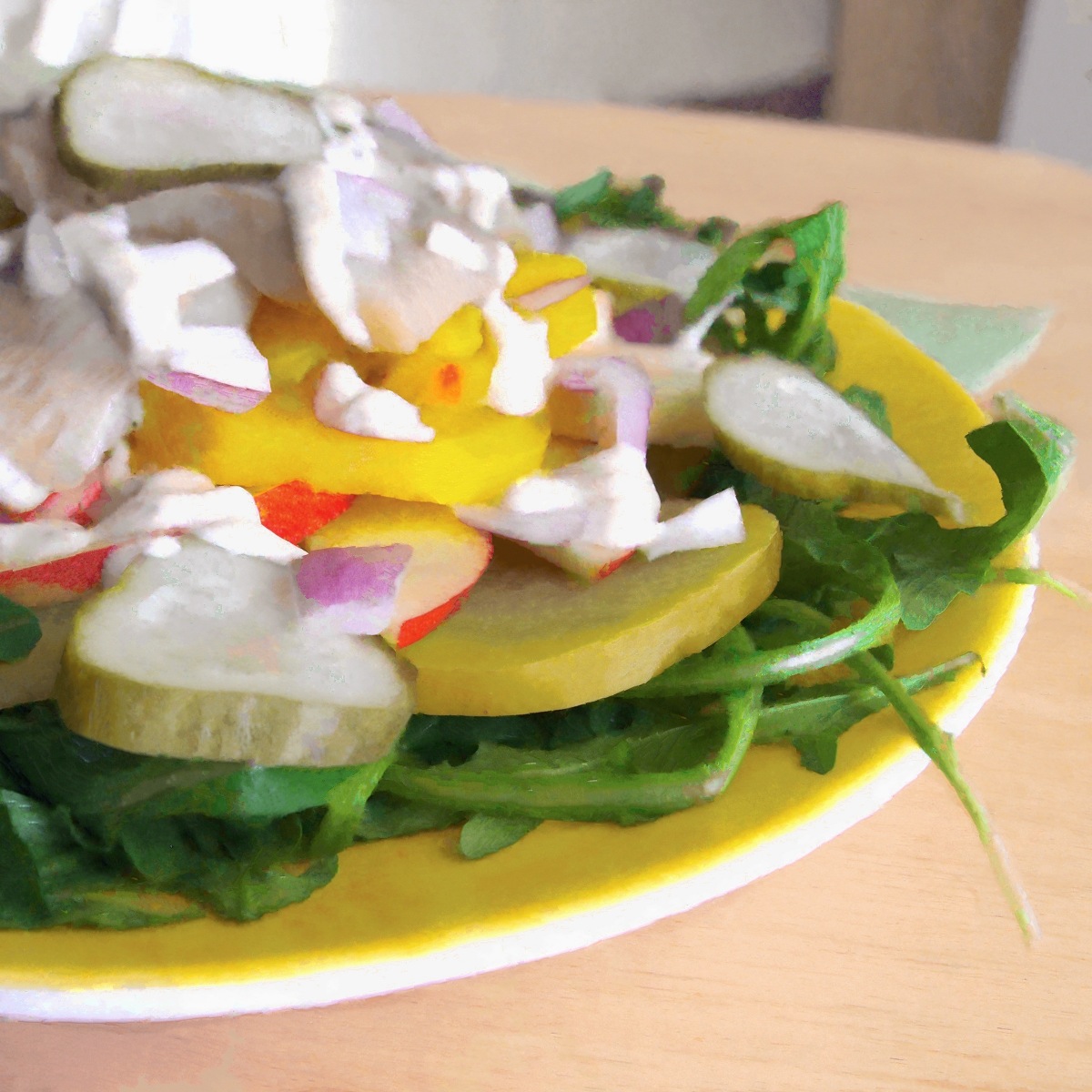 Herring, Apple, and Beet Salad with Horseradish-Sour Cream Dressing