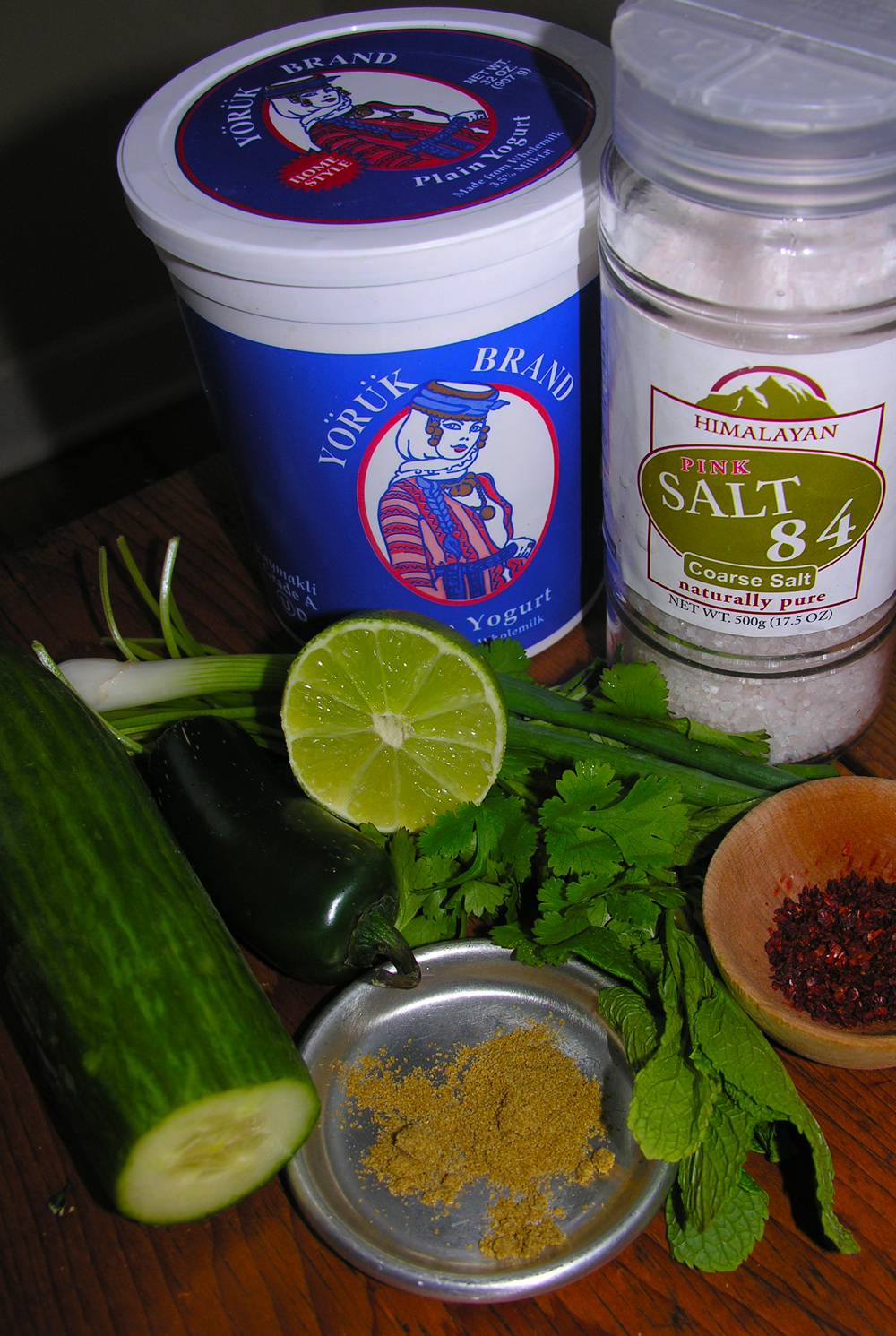 Cool, muddled cucumber raita with a happy hour option