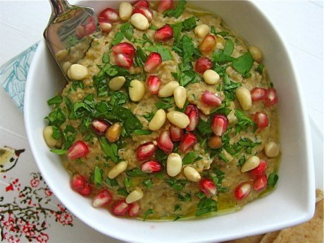 Eggplant Dip with Pomegranate Molasses and Feta 