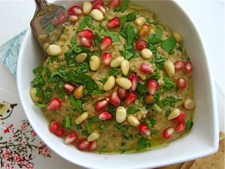 Eggplant Dip with Pomegranate Molasses and Feta